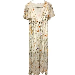 Cupshe Women’s Cream Floral Print Sleeve Dress Size XS